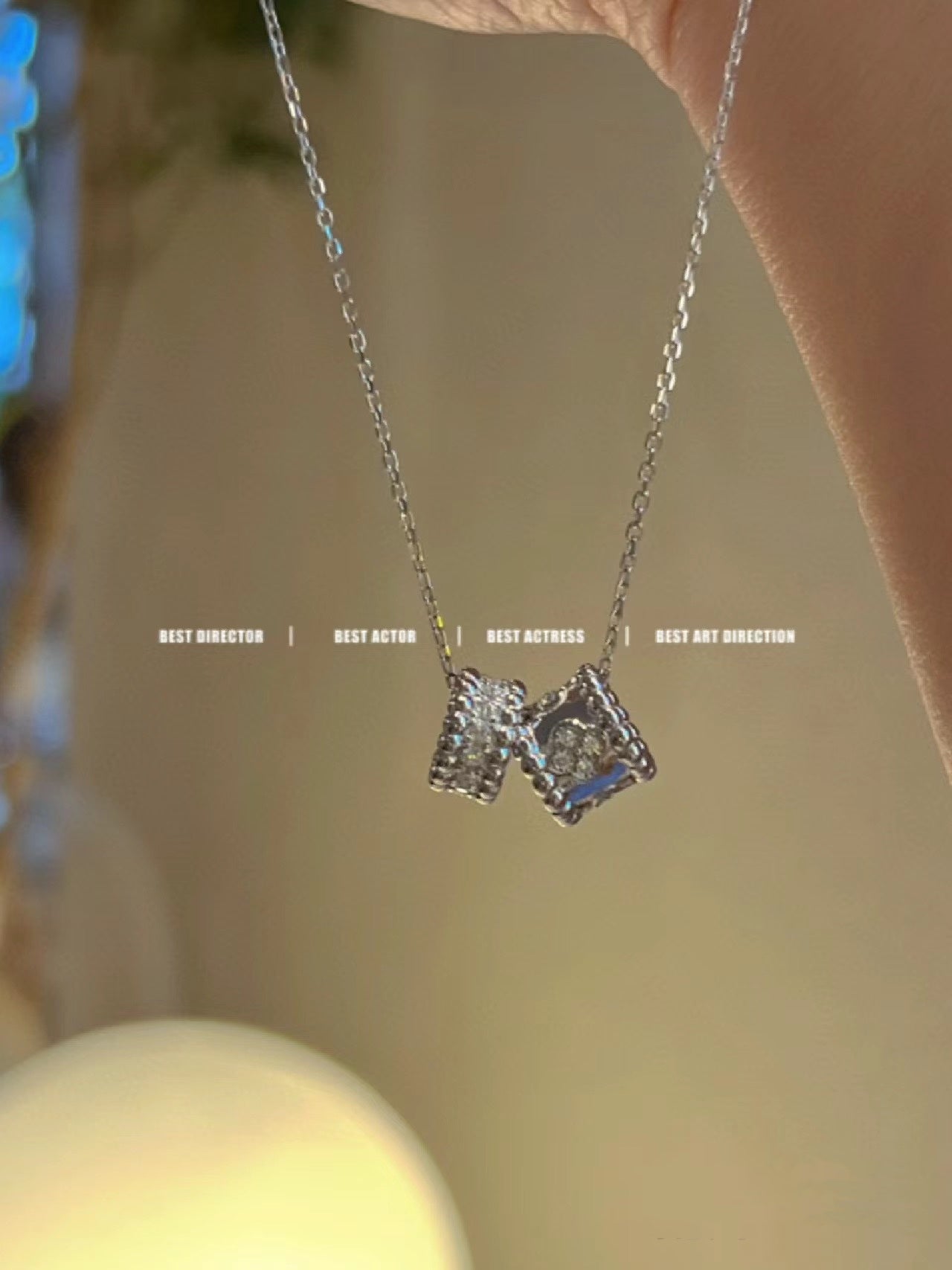 [basloveJW]PERLEE DOPPELANHÄNGER SILBER DIAMANT HALSKETTE
