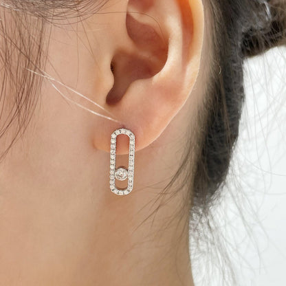 [AURORA]MOVE UNO STUD DIAMOND PAVED EARRINGS