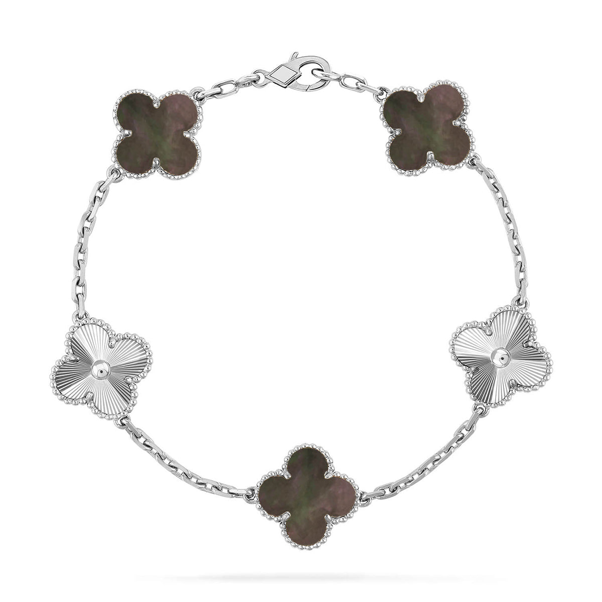 [AURORA]CLOVER 5 MOTIF GRAY MOP BRACELET COLLECTION