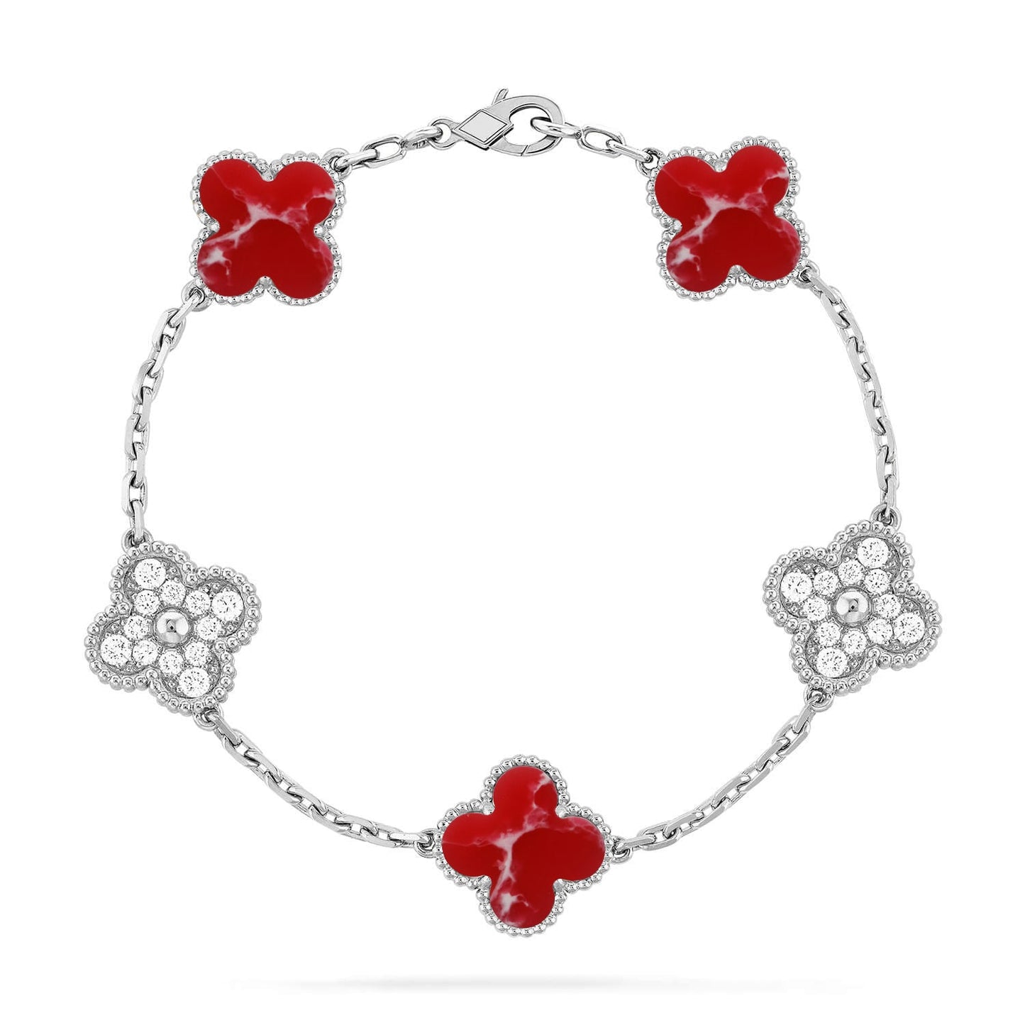 [AURORA]CLOVER 5 MOTIF RED PATTERN BRACELET COLLECTION