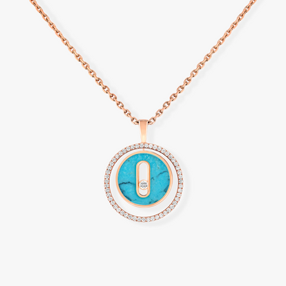 [AURORA]LUCKY MOVE 1 DIAMOND TURQUOISE PINK GOLD DIAMOND NECKLACE