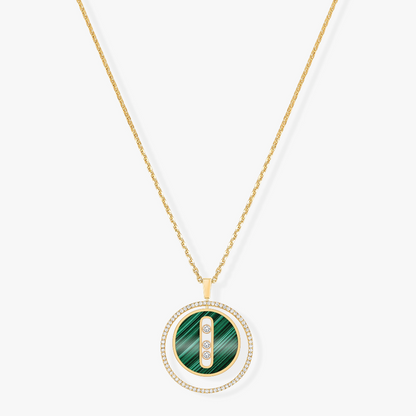 [AURORA]LUCKY MOVE 3 DIAMOND MALACHITE GOLD DIAMOND NECKLACE