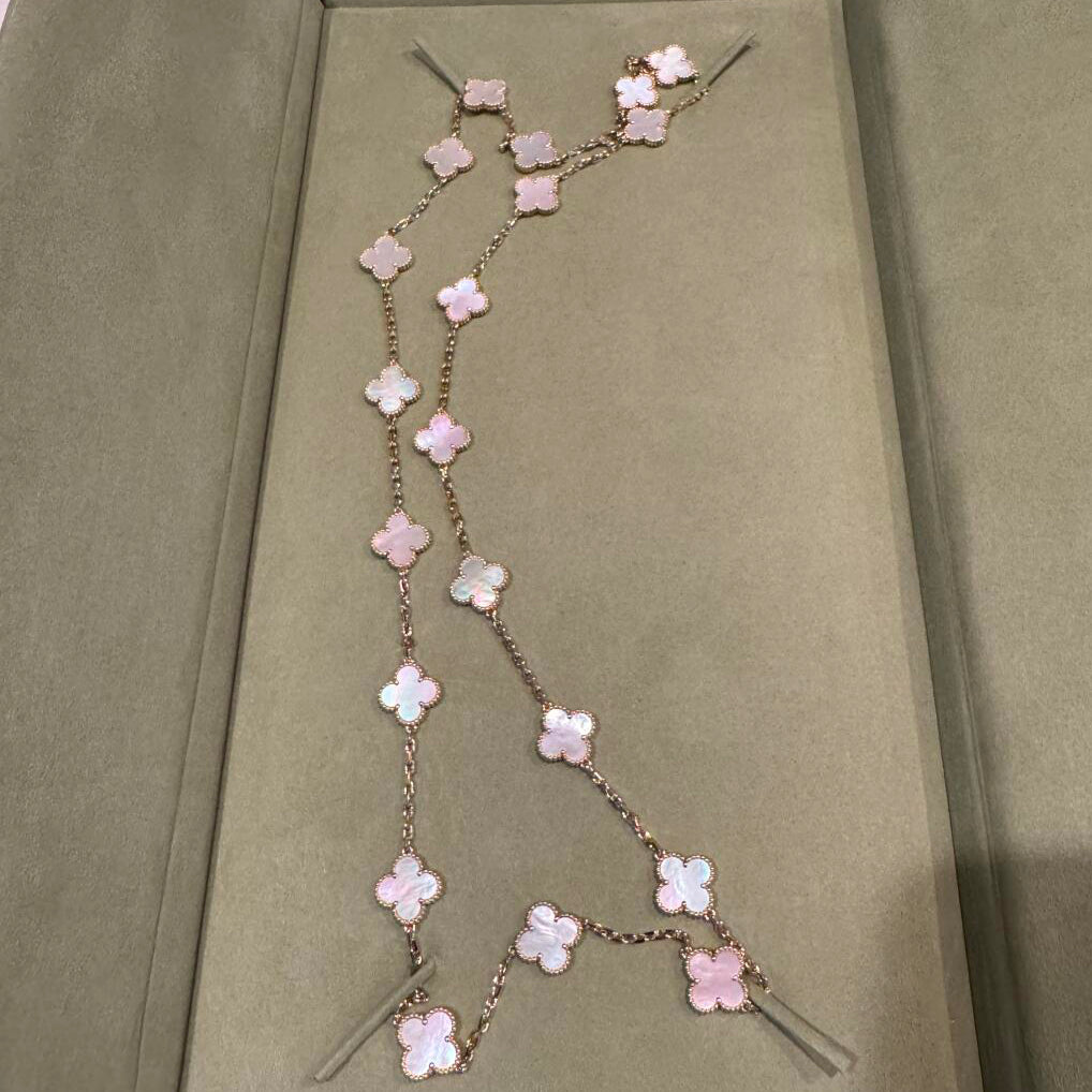 [AURORA]CLOVER 20 MOTIFS PINK MOP NECKLACE