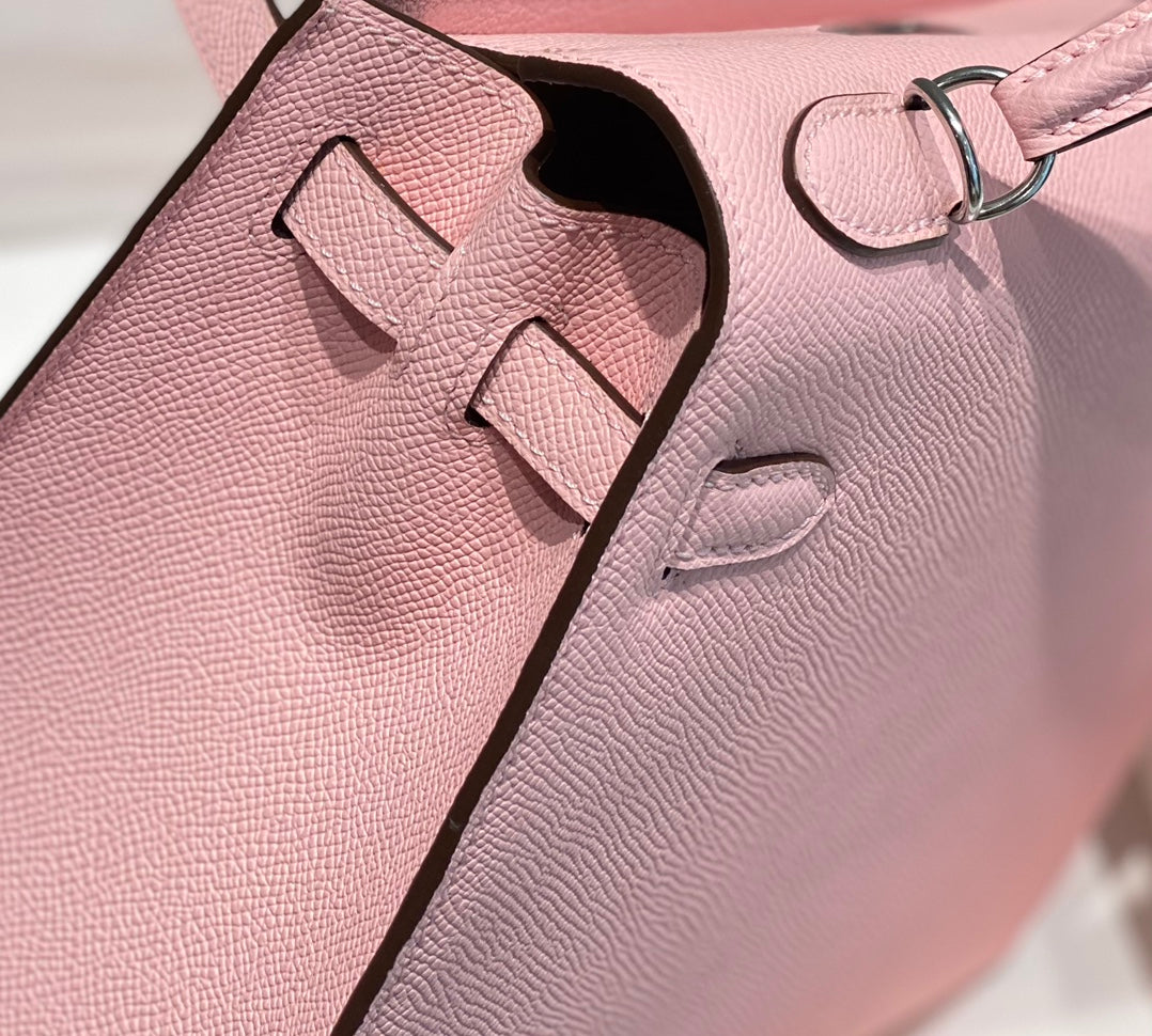 KELLY 25CM IN ROSE SAKURA SWIFT CALFSKIN SILVER HARDWARE