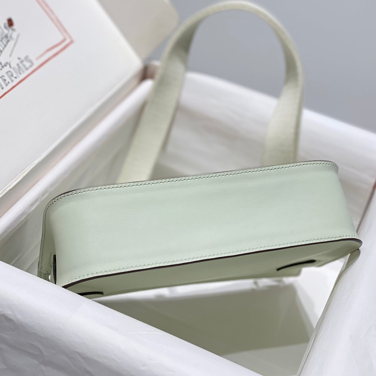 HM JYPSIERE SHOULDER BAG 23 IN LIGHT GREEN CALFSKIN SILVER HARDWARE