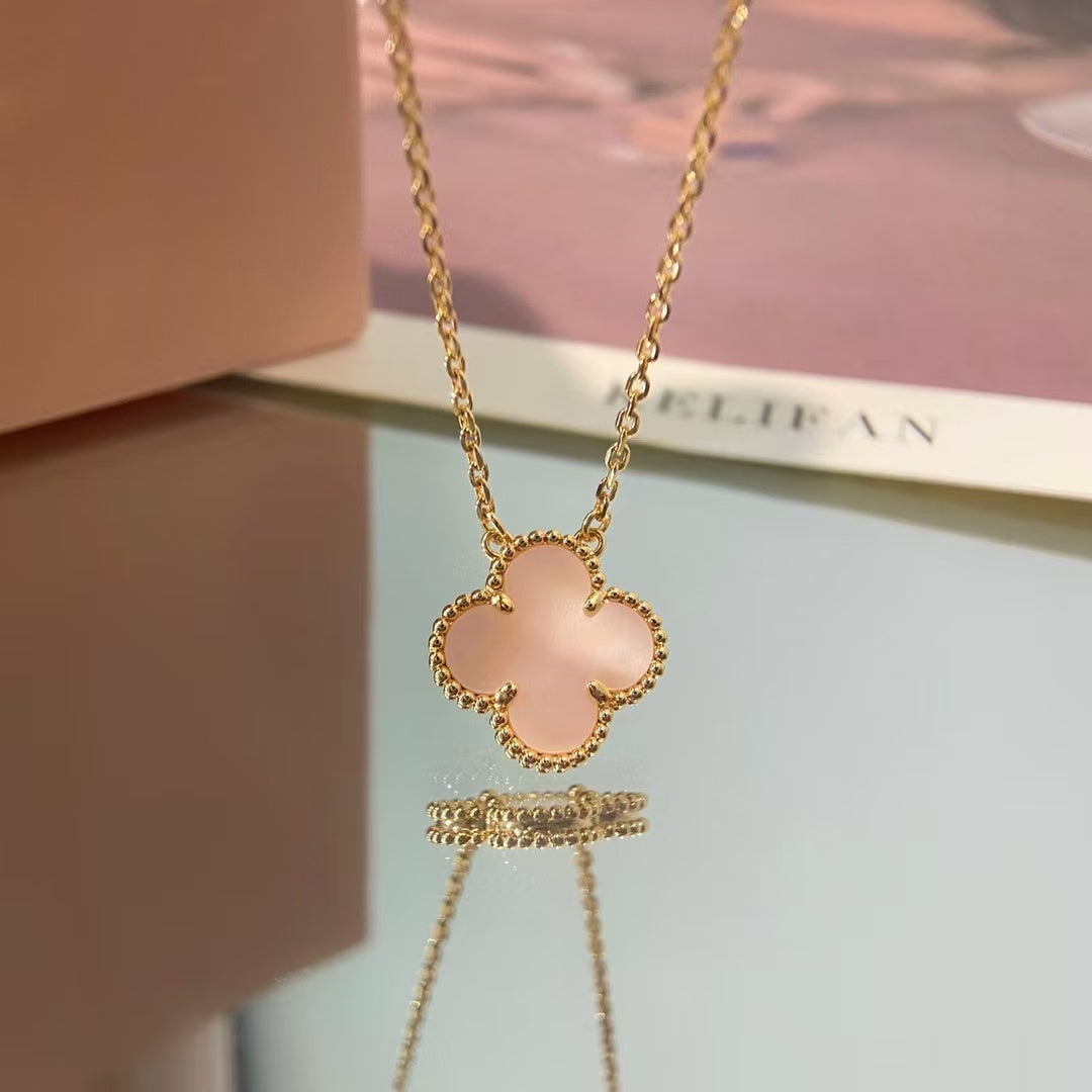 [basloveJW]CLOVER 15MM ROSA PERLMUTT-HALSKETTE