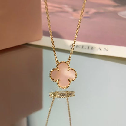 [basloveJW]CLOVER 15MM ROSA PERLMUTT-HALSKETTE