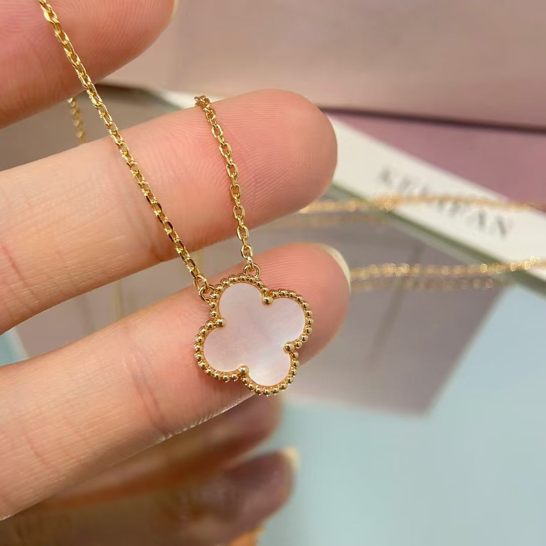 [basloveJW]CLOVER 15MM ROSA PERLMUTT-HALSKETTE