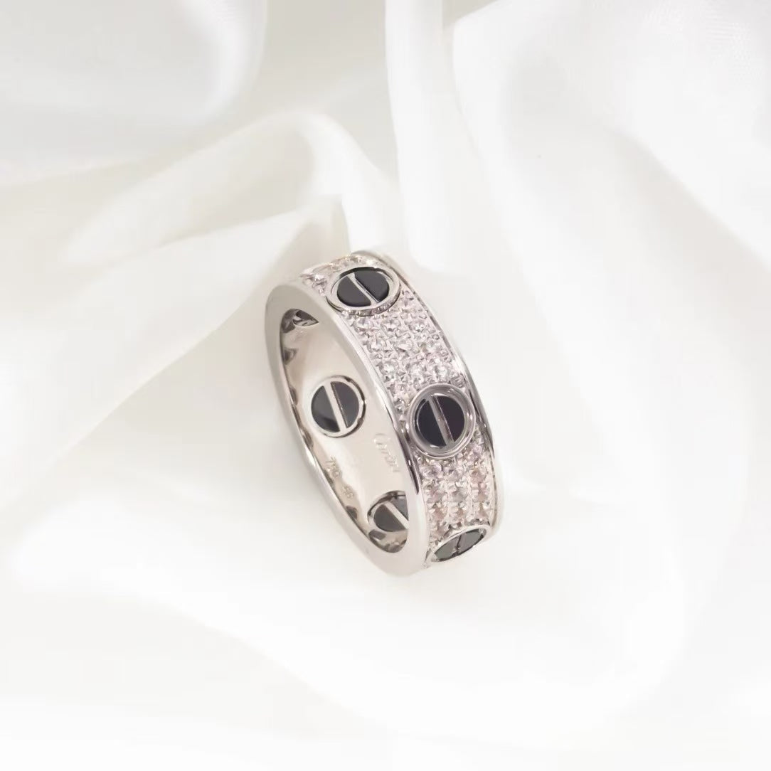 [AURORA]LOVE RING 5.5MM DIAMONDS PAVED CERAMIC