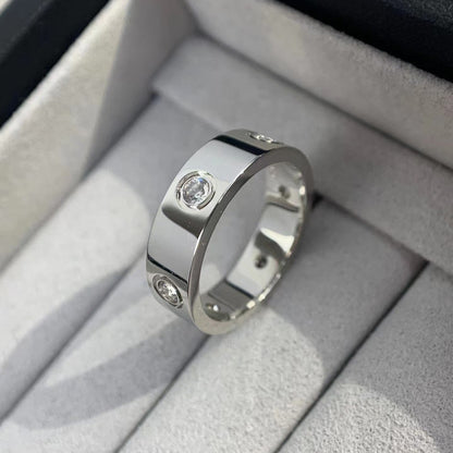 [AURORA]LIEBESRING 5,5 MM 6 DIAMANTEN SILBER