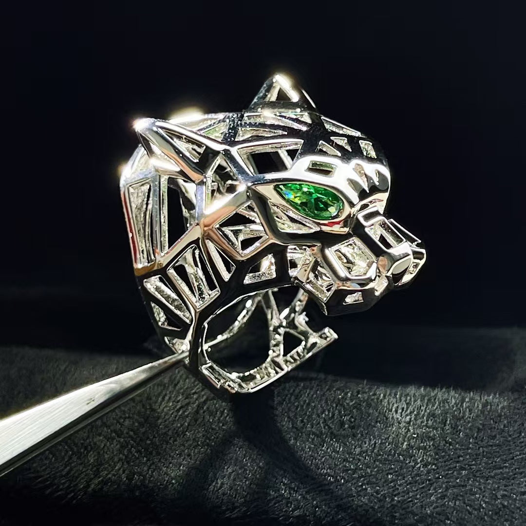 [AURORA]HOLLOW LEOPARD HEAD RING
