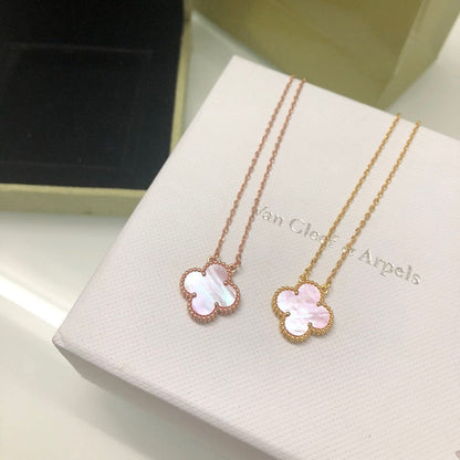 [basloveJW]CLOVER 15MM ROSA PERLMUTT-HALSKETTE