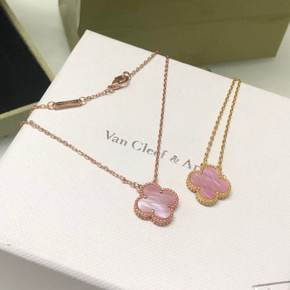 [basloveJW]CLOVER 15MM ROSA PERLMUTT-HALSKETTE