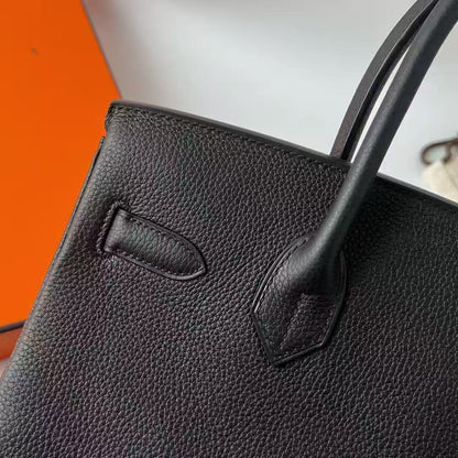 HM BIRKIN 40 HANDBAG BLACK SILVER HARDWARE