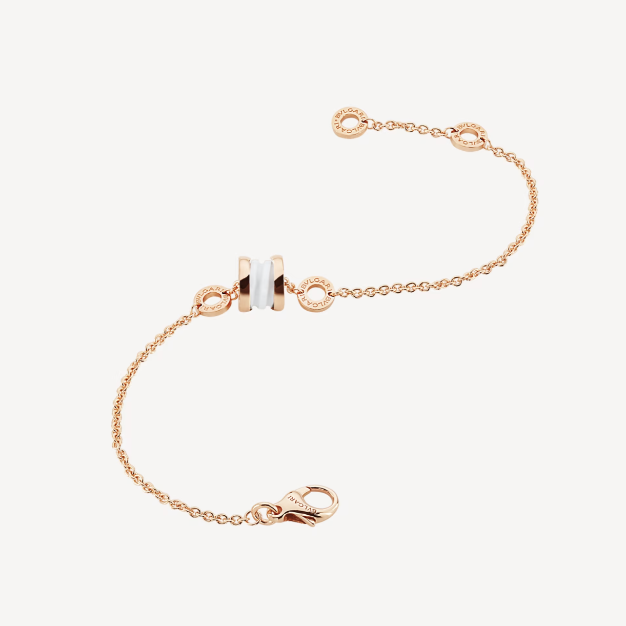 [AURORA]ZERO 1 SOFT PINK GOLD AND WHITE CERAMIC BRACELET