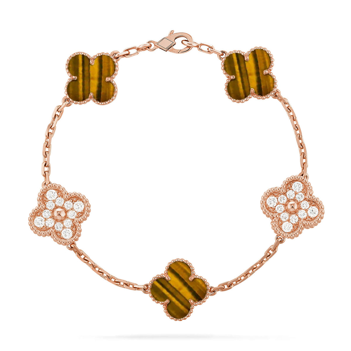 [AURORA]CLOVER 5 MOTIFS TIGER EYE BRACELET COLLECTION