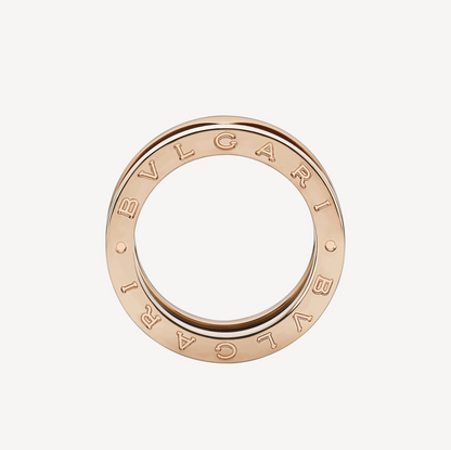 [AURORA]ZERO 1 TWO-BAND LOOPS AND BLACK CERAMIC PINK GOLD RING