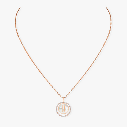 [AURORA]LUCKY MOVE 1 DIAMOND WHITE MOTHER OF PEARL PINK GOLD DIAMOND NECKLACE