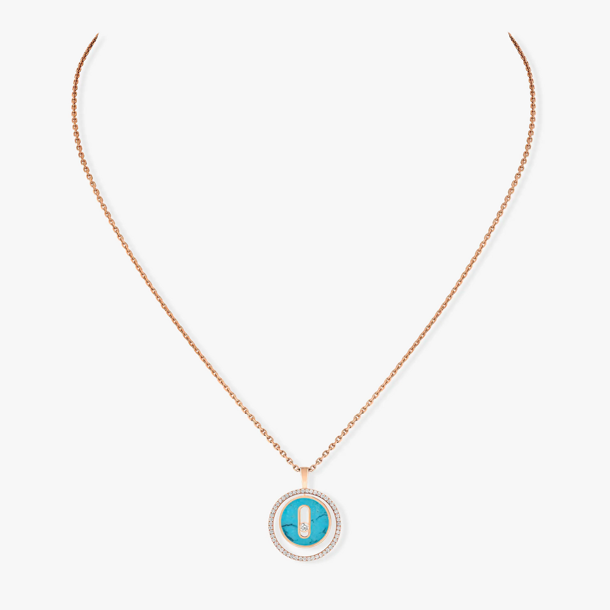 [AURORA]LUCKY MOVE 1 DIAMOND TURQUOISE PINK GOLD DIAMOND NECKLACE