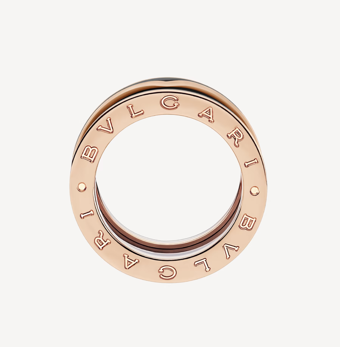 [AURORA]ZERO 1 TWO-BAND WITH MATTE BLACK CERAMIC PINK GOLD RING
