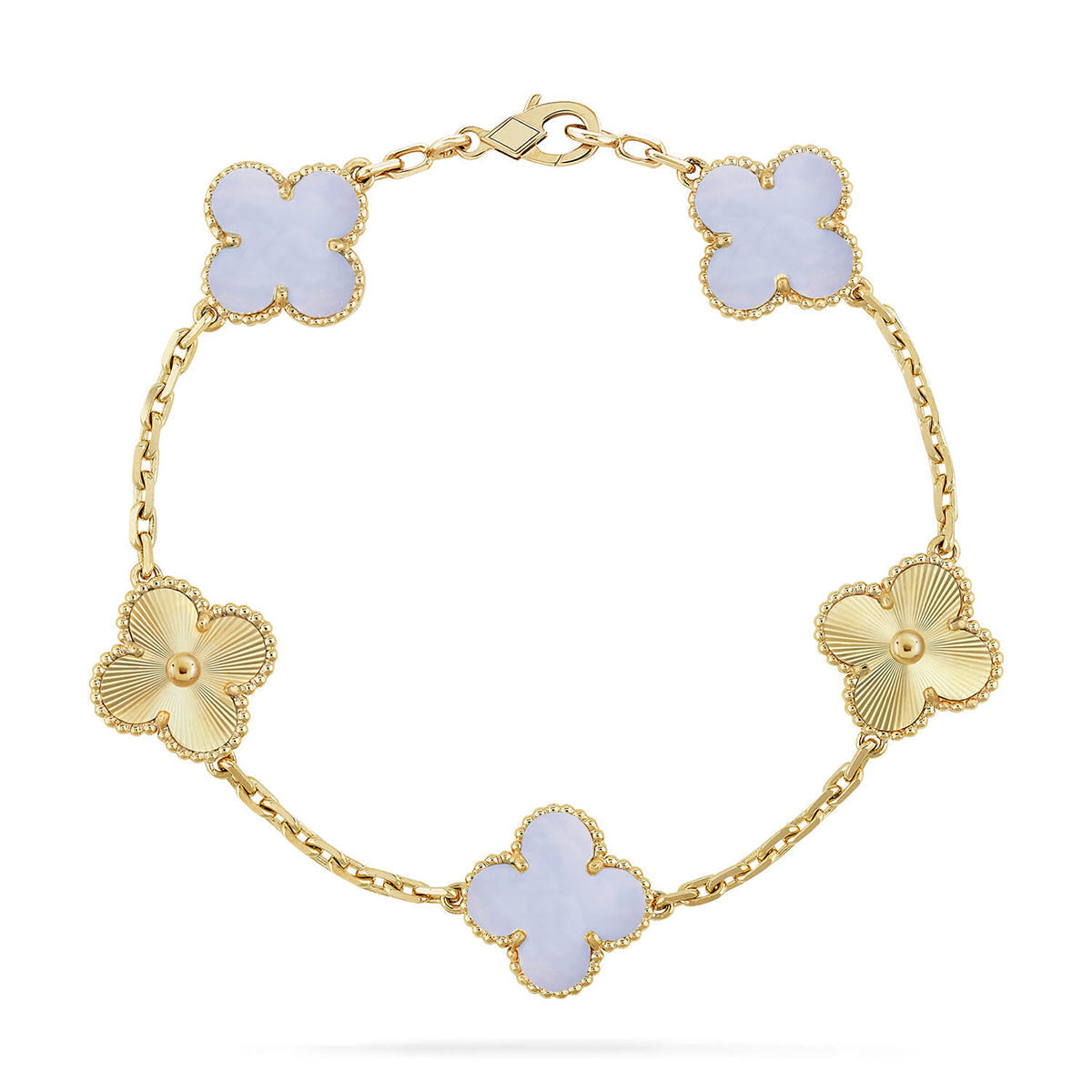 [AURORA] CLOVER 5 MOTIF PURPLE CHALCEDONY BRACELET COLLECTION