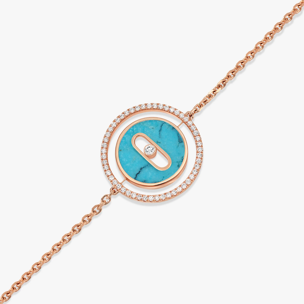 [AURORA]LUCKY MOVE TURQUOISE PINK GOLD DIAMOND BRACELET