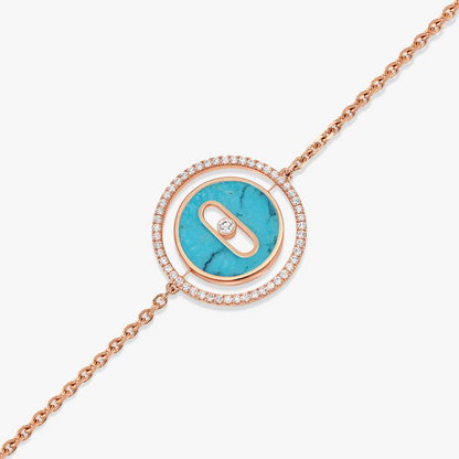 [AURORA]LUCKY MOVE TURQUOISE PINK GOLD DIAMOND BRACELET
