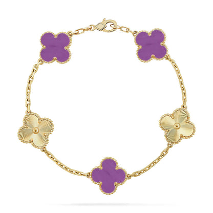 [AURORA] CLOVER 5 MOTIF VIOLET BRACELET COLLECTION