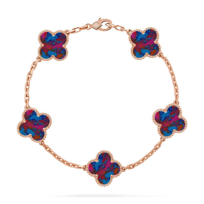 [AURORA]CLOVER 5 MOTIF COLOR GEMSTONES BRACELET COLLECTION
