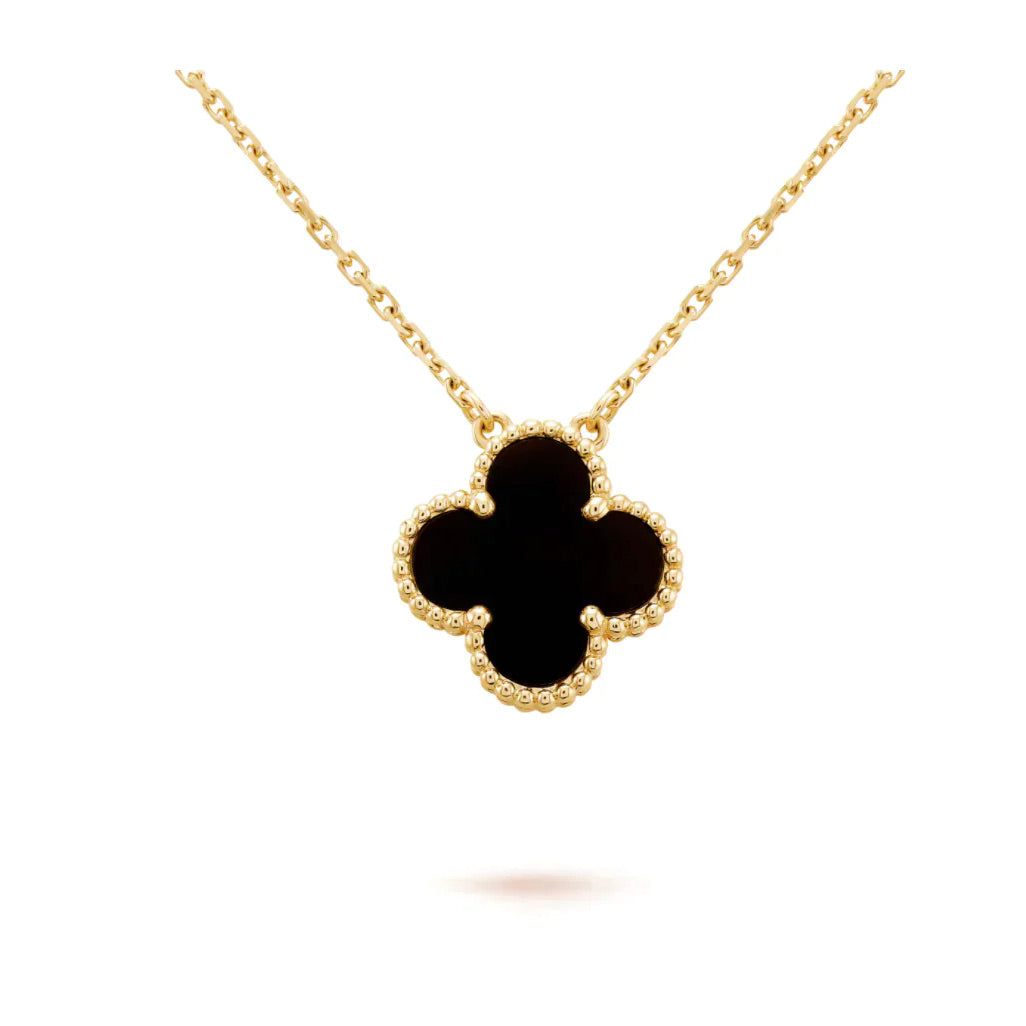 [basloveJW]CLOVER 15MM SCHWARZER ONYX EINZELNE BLUMENKETTE