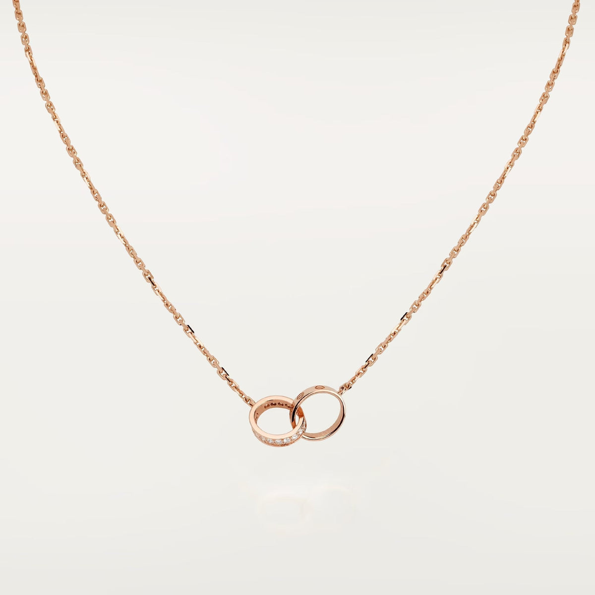 [AURORA]LOVE DOUBLE RING HALF DIAMOND NECKLACE