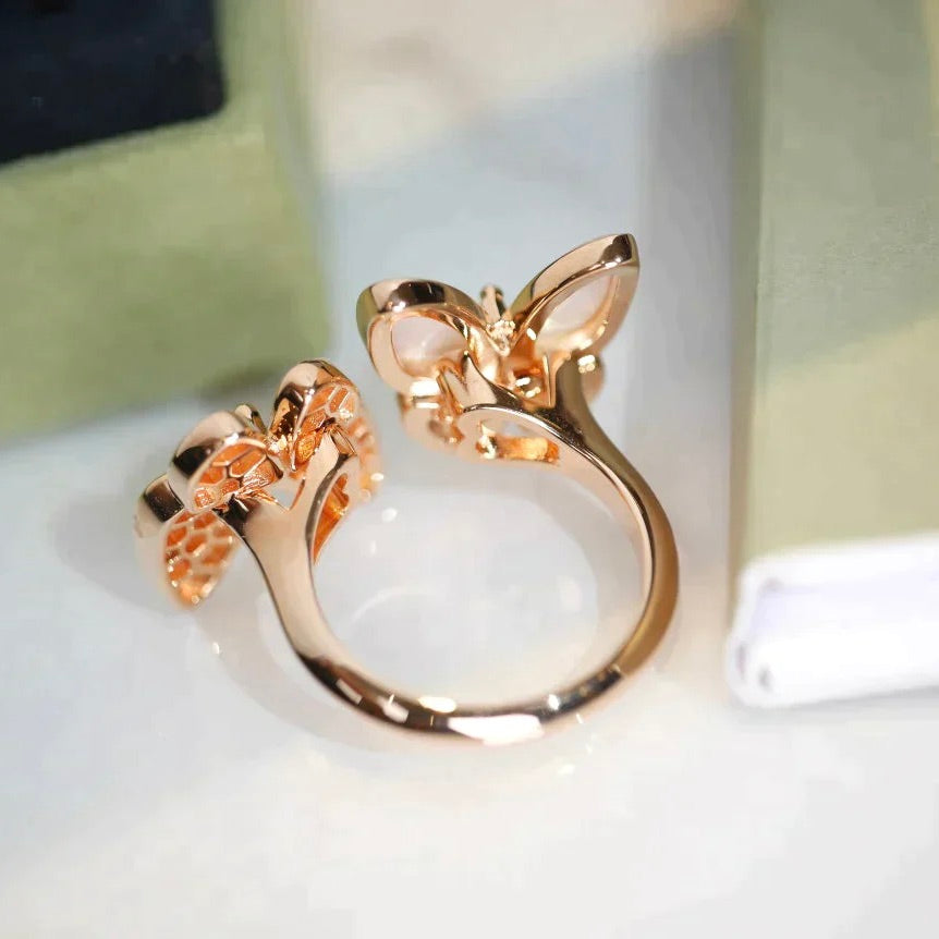 [AURORA]TWIN BUTTERFLY DIAMOND MOP RING