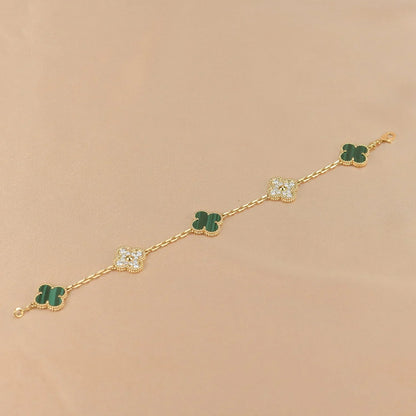 [AURORA]CLOVER 5 MOTIF MALACHITE BRACELET COLLECTION