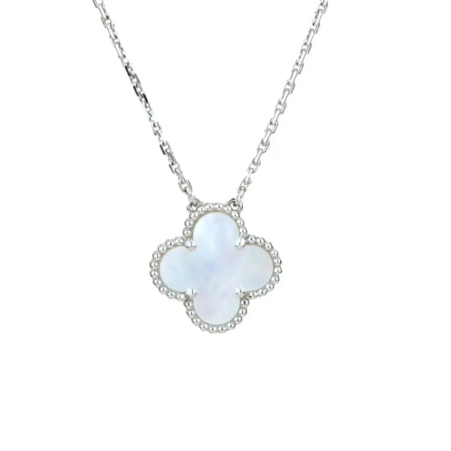 [AURORA]CLOVER  15MM WHITE MOTHER-OF-PEARL SILVER