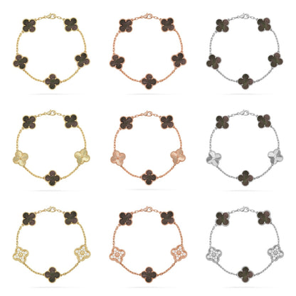 [AURORA]CLOVER 5 MOTIF GRAY MOP BRACELET COLLECTION