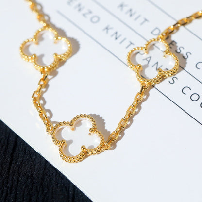 [AURORA]CLOVER 5 MOTIF ROCK CRYSTAL BRACELET