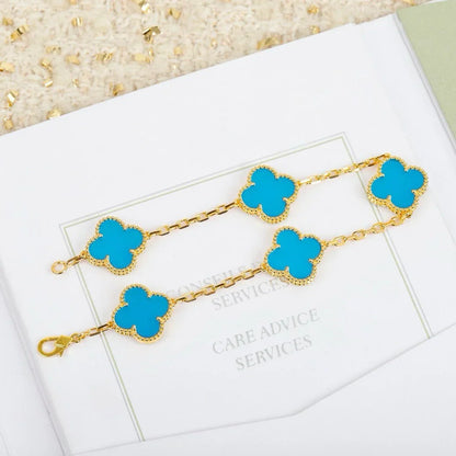 [AURORA] CLOVER 5 MOTIF TURQUOISE BRACELET COLLECTION