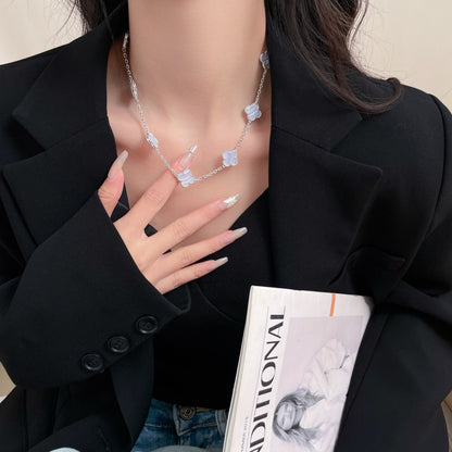 [basloveJW]CLOVER 10 MOTIVE LILA CHALCEDON HALSKETTE