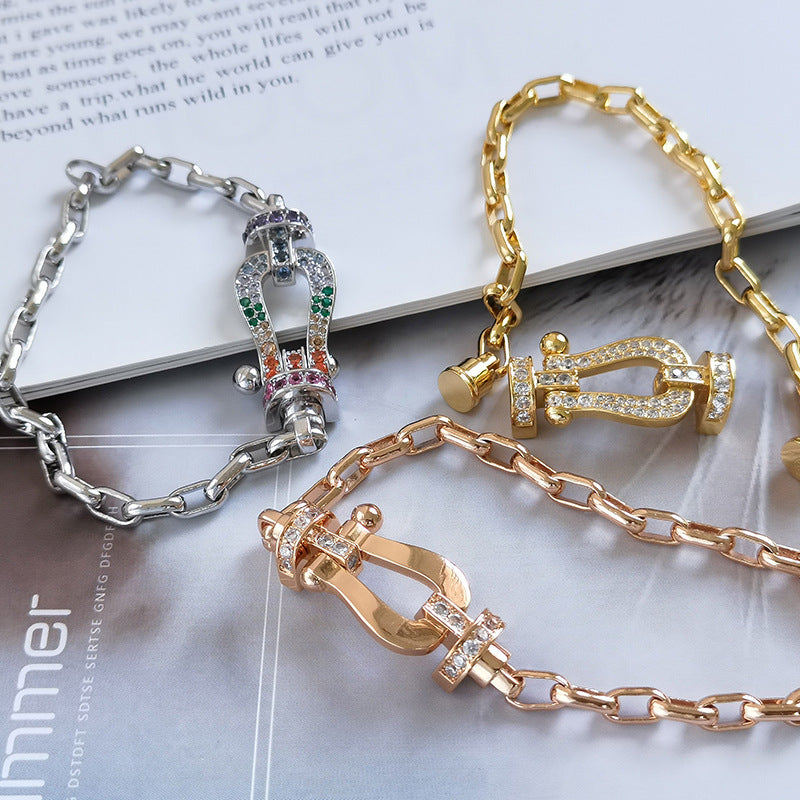 [AURORA]FORCE LARGE HORSESHOE CLASP  METAL BRACELET