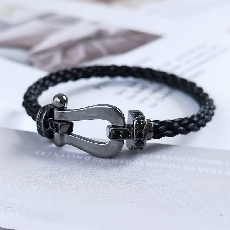 [AURORA]FORCE LARGE SERIES HORSESHOE BLACK SAMURAI BRACELET