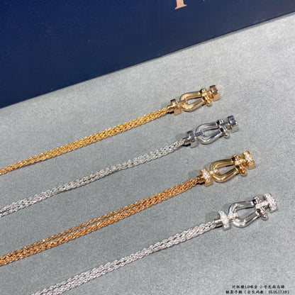 [AURORA]FORCE SMALL HORSESHOE  DIAMOND CHAIN ROPE BRACELET