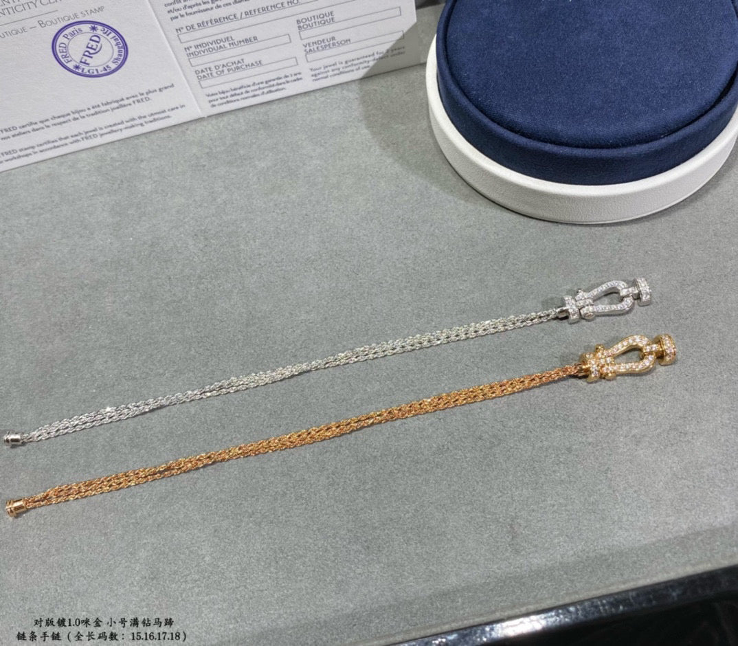 [AURORA]FORCE SMALL HORSESHOE  DIAMOND CHAIN ROPE BRACELET