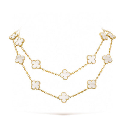 [AURORA]CLOVER 20 MOTIFS WHITE MOP NECKLACE
