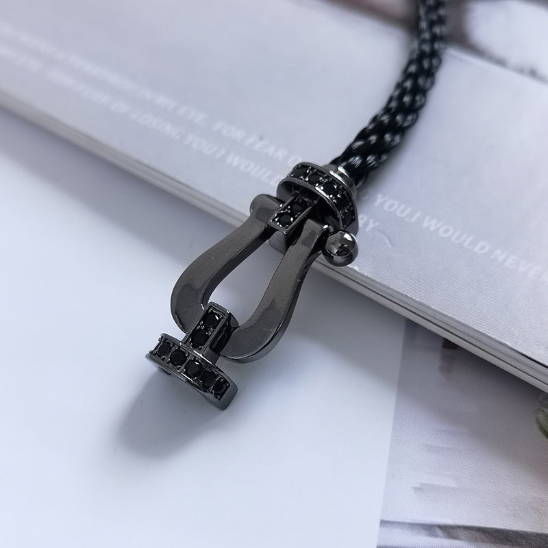 [AURORA]FORCE LARGE SERIES HORSESHOE BLACK SAMURAI BRACELET