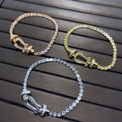 [AURORA]FORCE  LARGE HORSESHOE FULL DIAMOND TENNIS BRACELET