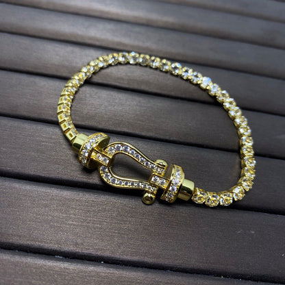 [AURORA]FORCE  LARGE HORSESHOE FULL DIAMOND TENNIS BRACELET