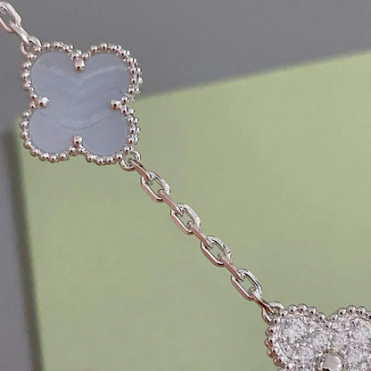 [AURORA] CLOVER 5 MOTIF PURPLE CHALCEDONY BRACELET COLLECTION
