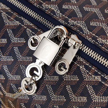 BOSTON 45 BAG IN NAVY BLUE GOYARDINE CANVAS AND CALFSKIN TRIM
