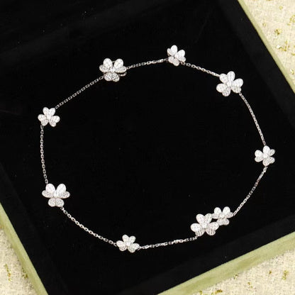 [basloveJW]FRIVOLE SILBERNE HALSKETTE MIT 9 BLUMEN