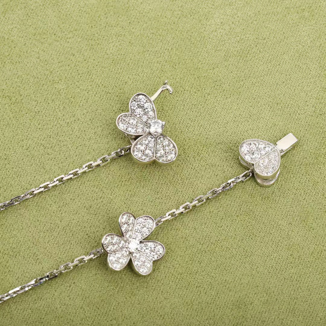 [basloveJW]FRIVOLE SILBERNE HALSKETTE MIT 9 BLUMEN